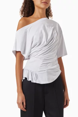 Buy Ninety Percent White Agathi One shoulder Top in Organic Cotton For Women Online Ounass Bahrain