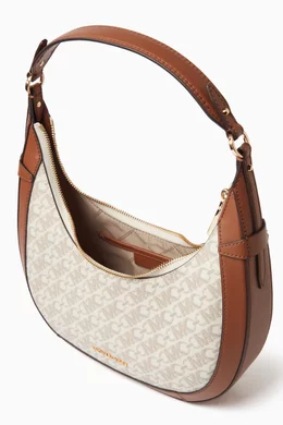 Buy Michael Kors Neutral Crescent Monogram Shoulder Bag in Calf Leather For Women Online Ounass Bahrain