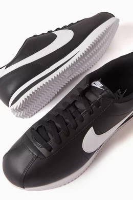 Buy Nike Black Cortez Sneakers in Leather For Men Online Ounass Bahrain