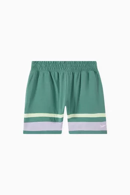 Buy Nike Green Striped Shorts in Cotton blend For Girls Online Ounass Bahrain
