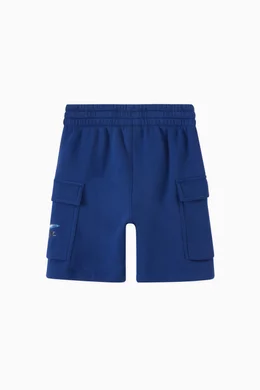 Buy Nike Blue Logo Cargo Shorts in Cotton Blend Fleece For Kids Online Ounass Bahrain
