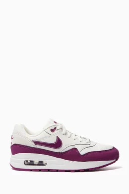 Buy Nike White Air Max 1 Sneakers in Leather Mesh For Girls Online Ounass Bahrain