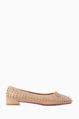 Buy Christian Louboutin Neutral Sweetie Jane Spike Flats in Leather For Women Online Ounass Bahrain