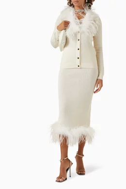 White feather midi skirt online