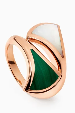 Buy BVLGARI Rose Gold Divas Dream Malachite Mother of Pearl Ring in 18kt Rose Gold For Women Online Ounass Bahrain