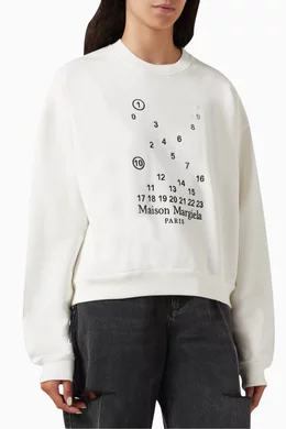 Buy Maison Margiela White Logo Sweatshirt in Cotton fleece For Women Online Ounass Bahrain