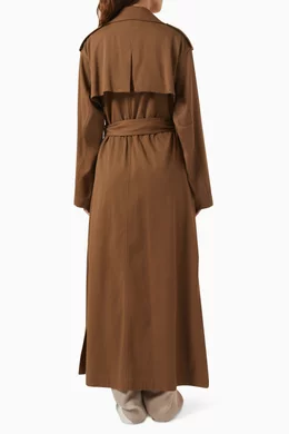 Buy BOSS Brown Belted Trench Coat in Cotton blend For Women Online Ounass Bahrain
