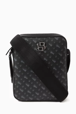 Buy BOSS Grey Logo plaque Monogram Messenger Bag For Men Online Ounass Bahrain