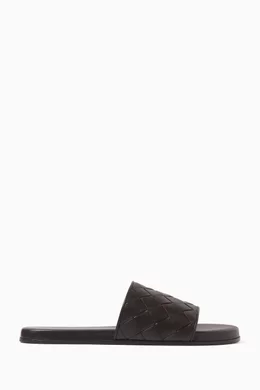 Buy Bottega Veneta Brown Sunday Padded Mule Sandals in Intrecciato Leather For Men Online Ounass Bahrain