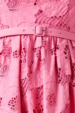 pink lace dress amazon ALAIA Python Lace Knit Midi Dress
