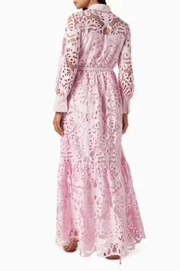 Buy Self-Portrait Pink Lace Maxi Dress in Cotton For Women Online | Ounass  Bahrain