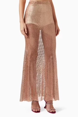 Buy Santa Brands Neutral Rhinestone embellished Maxi Skirt in Mesh For Women Online Ounass Bahrain