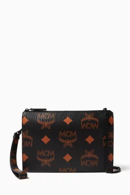 Buy MCM Black Aren Chain Pouch in Visetos Canvas For Women Online Ounass Bahrain