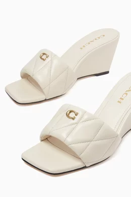 Buy Coach White Emma 70 Quilted Wedge Sandals in Leather For Women
