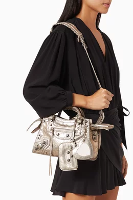 Buy Balenciaga Neutral Neo Cagole XS Handbag in Arena Lambskin For