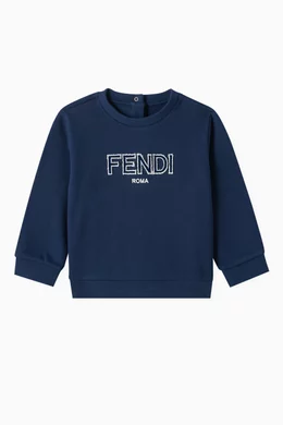 Buy Fendi Black Logo Sweatshirt in Cotton For Baby Boys Online Ounass Bahrain