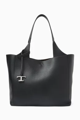 Buy Tod s Black Medium Tote Bag in Leather For Women Online Ounass Bahrain
