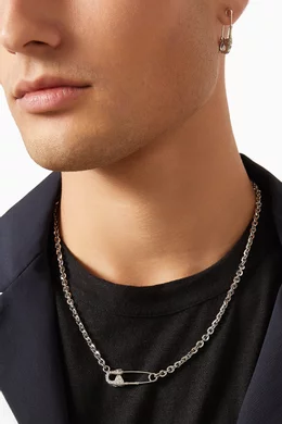 Buy Emanuele Bicocchi Silver Arabesque Safety Pin Necklace in Sterling Silver For Men Online Ounass Bahrain