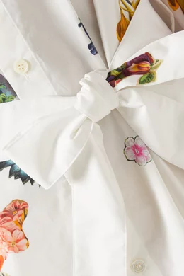 Buy Marni White Floral print Midi Shirt Dress in Cotton poplin For Women Online Ounass Bahrain