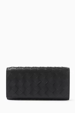 Buy Bottega Veneta Black Large Flap Wallet in Intrecciato Leather For Women Online Ounass Bahrain