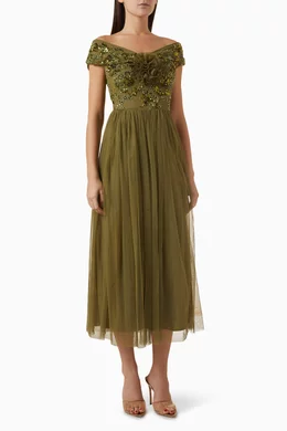 Maya embellished tulle midi dress online