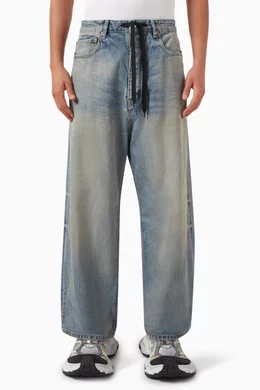Buy Balenciaga Blue Oversize Baggy Pants in Organic Denim For 