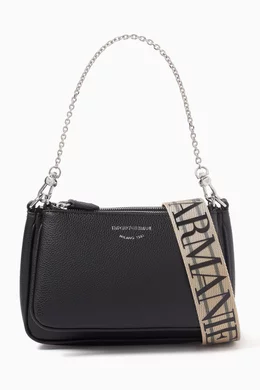 Buy Emporio Armani Black Mini Double Pochette Bag in Faux Leather For Women Online Ounass Bahrain
