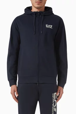 Buy Emporio Armani Blue EA7 Hoodie in Cotton For Men Online Ounass Bahrain