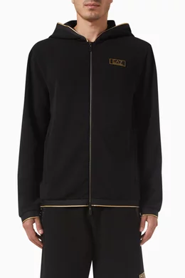 Buy Emporio Armani Black EA7 Logo Hoodie For Men Online Ounass Bahrain