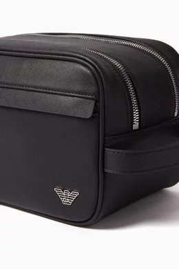 Buy Emporio Armani Black Logo Zip Toiletry Bag in Saffiano Leather For Men Online Ounass Bahrain