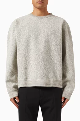 Buy Bottega Veneta Grey Boxy fit Sweater in Textured cotton For Men Online Ounass Bahrain