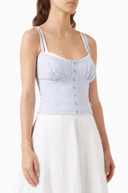 Buy Reformation Blue Alani Smocked Top For Women Online Ounass Bahrain