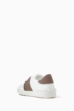 Valentino garavani open striped leather sneakers cheap
