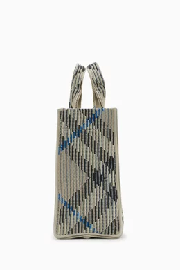 Buy Burberry Grey Mini Check Tote Bag in Knit For Women Online Ounass Bahrain