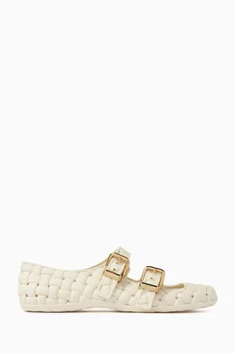 Buy Bottega Veneta White Amy Mary-Jane Ballerinas in