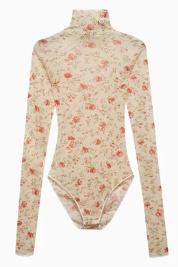 Buy Prada Green Printed Bodysuit in Tulle For Women Online Ounass Bahrain