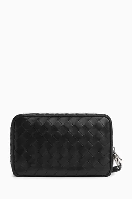 Buy Bottega Veneta Black Small Wristlet Pouch in Intrecciato Leather For Men Online Ounass Bahrain