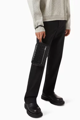 Buy Bottega Veneta Black Small Wristlet Pouch in Intrecciato Leather For Men Online Ounass Bahrain