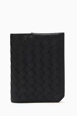 Buy Bottega Veneta Black Piccolo Flap Card Case in Intrecciato Calf Leather For Men Online Ounass Bahrain