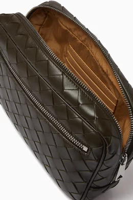 Buy Bottega Veneta Green Small Wristlet Pouch in Intrecciato Leather For Men Online Ounass Bahrain