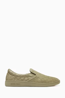 Buy Bottega Veneta Green Sawyer Sneakers in Intrecciato Leather For Men Online Ounass Bahrain