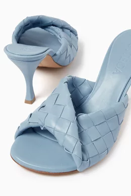 Buy Bottega Veneta Blue Blink 80 Mule Sandals in Intrecciato Leather For Women Online Ounass Bahrain