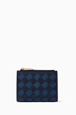 Buy Bottega Veneta Blue Small Bi Fold Wallet in Intrecciato Calfskin For Women Online Ounass Bahrain
