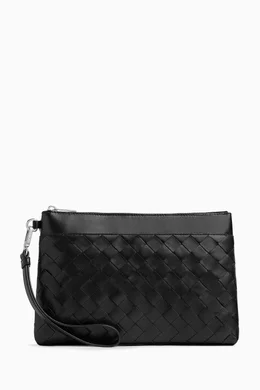 Buy Bottega Veneta Black Prism Pouch in Intrecciato Leather For Men Online Ounass Bahrain