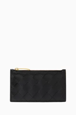 Buy Bottega Veneta Black Zip Card Case in Intrecciato Leather For Women Online Ounass Bahrain