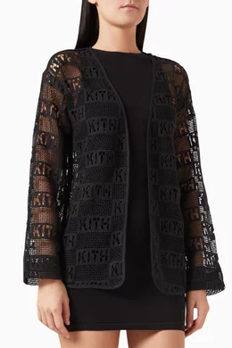 Buy Kith Black Ethan Logo Cardigan in Cotton Lace For Women Online Ounass Bahrain