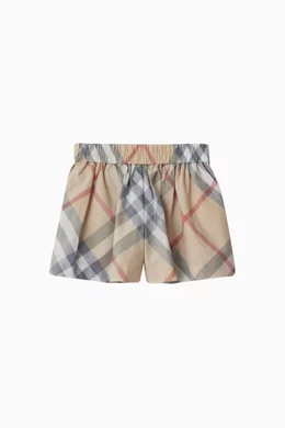 Buy Burberry Brown Marcy Check print Shorts in Cotton Poplin For Baby Girls Online Ounass Bahrain