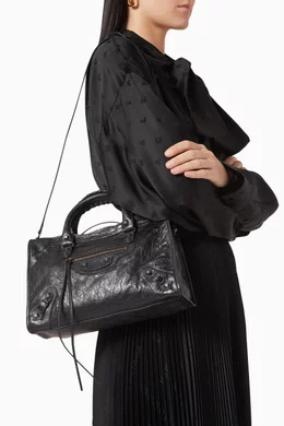 Buy Balenciaga Black Small Le City Bag in Arena Lamsbkin For Women Online Ounass Bahrain