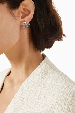 Buy Tory Burch Blue Logo Front back Resin Earrings in Metal For Women Online Ounass Bahrain