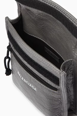 Buy Balenciaga Grey Small Explorer Pouch Bag in Leather For Men Online Ounass Bahrain